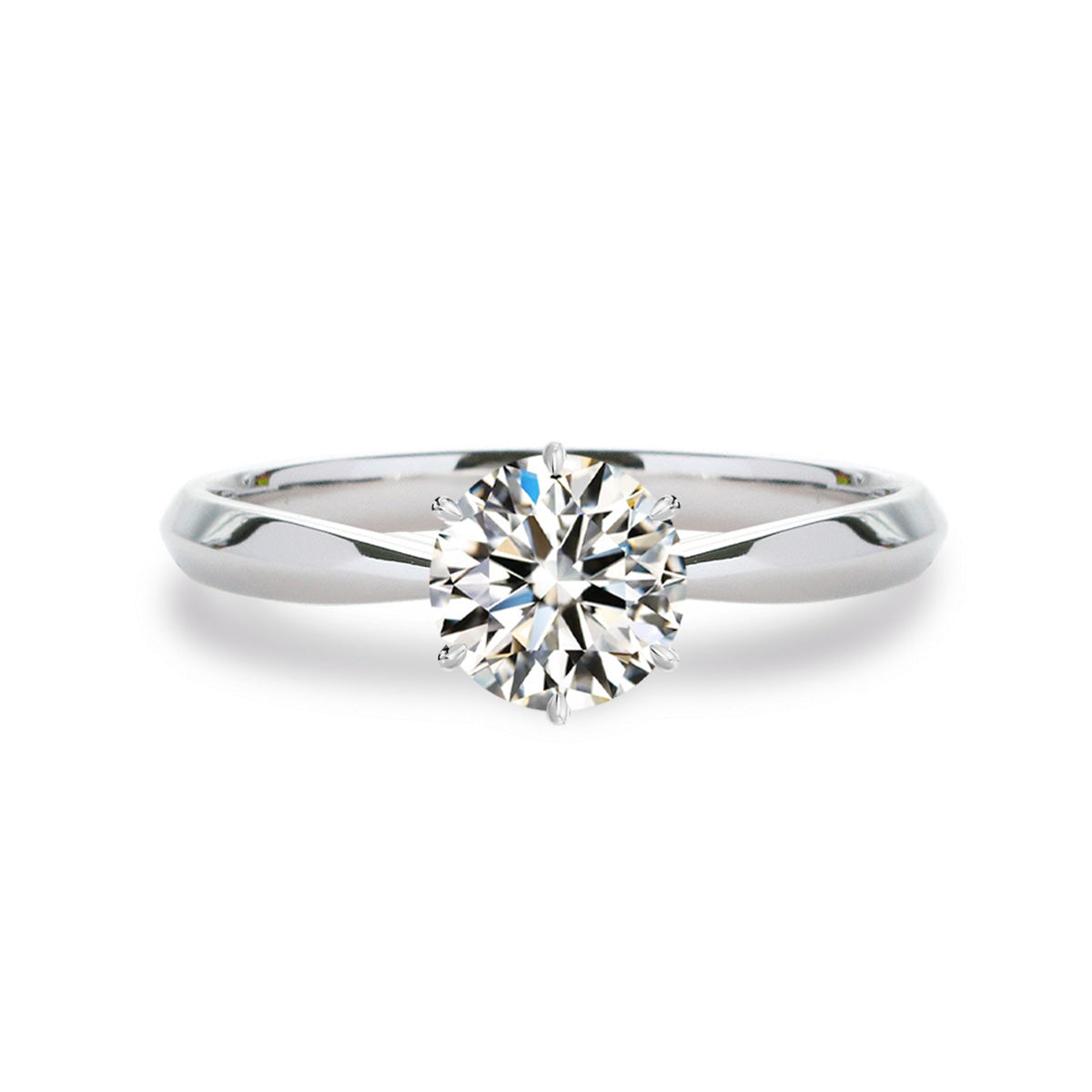 Pt900/K18 1.5ct ラボグロウンダイヤモンド 6本爪 ソリティアリング 白背景の商品画像