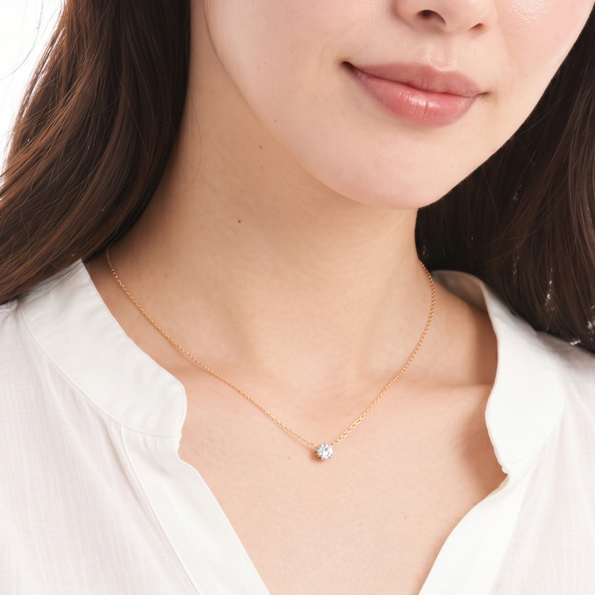 SV925 両吊り CZ一粒ネックレス|ダイヤ換算0.3ct・0.5ct・1ct相当