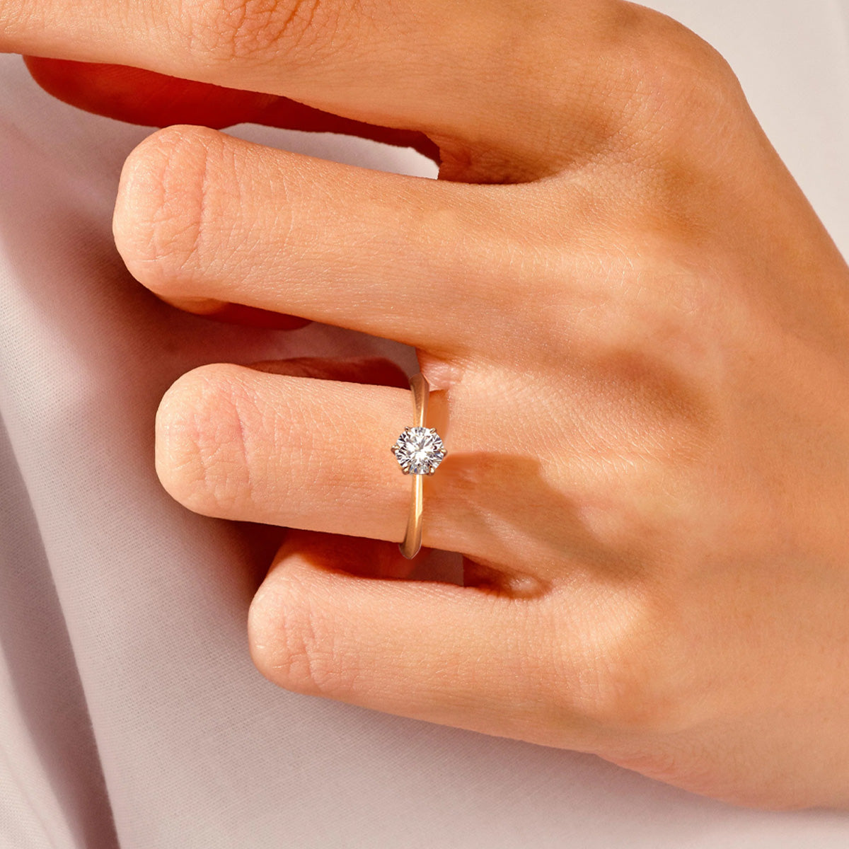 SV925 0.3ct ラボグロウンダイヤモンド 6本爪ソリティアリング 着用画像