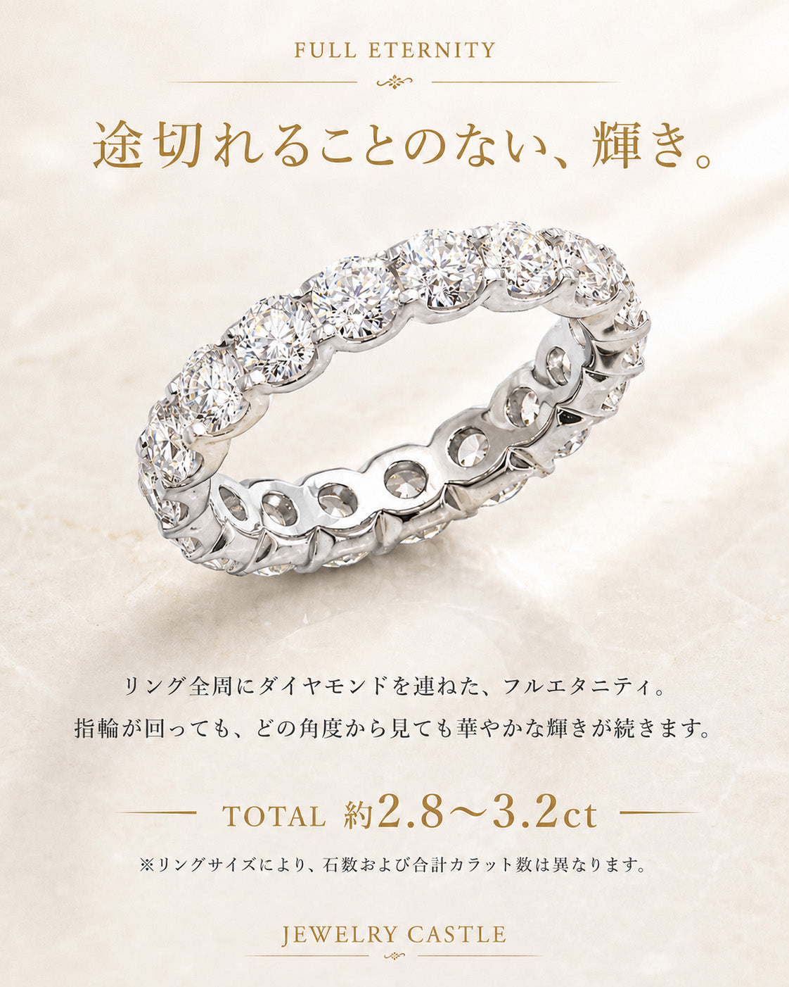 約3ct ラボグロウンダイヤモンド フルエタニティリング