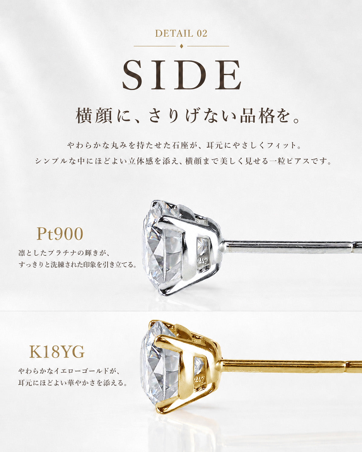 ラボグロウンダイヤモンド 4本爪 一粒ピアス(両耳・計0.6ct/1ct/2ct)
