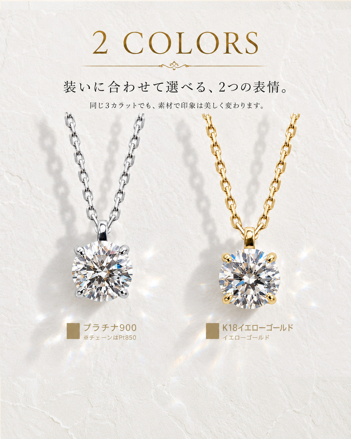 3ct ラボグロウンダイヤモンド 4本爪一粒ネックレス
