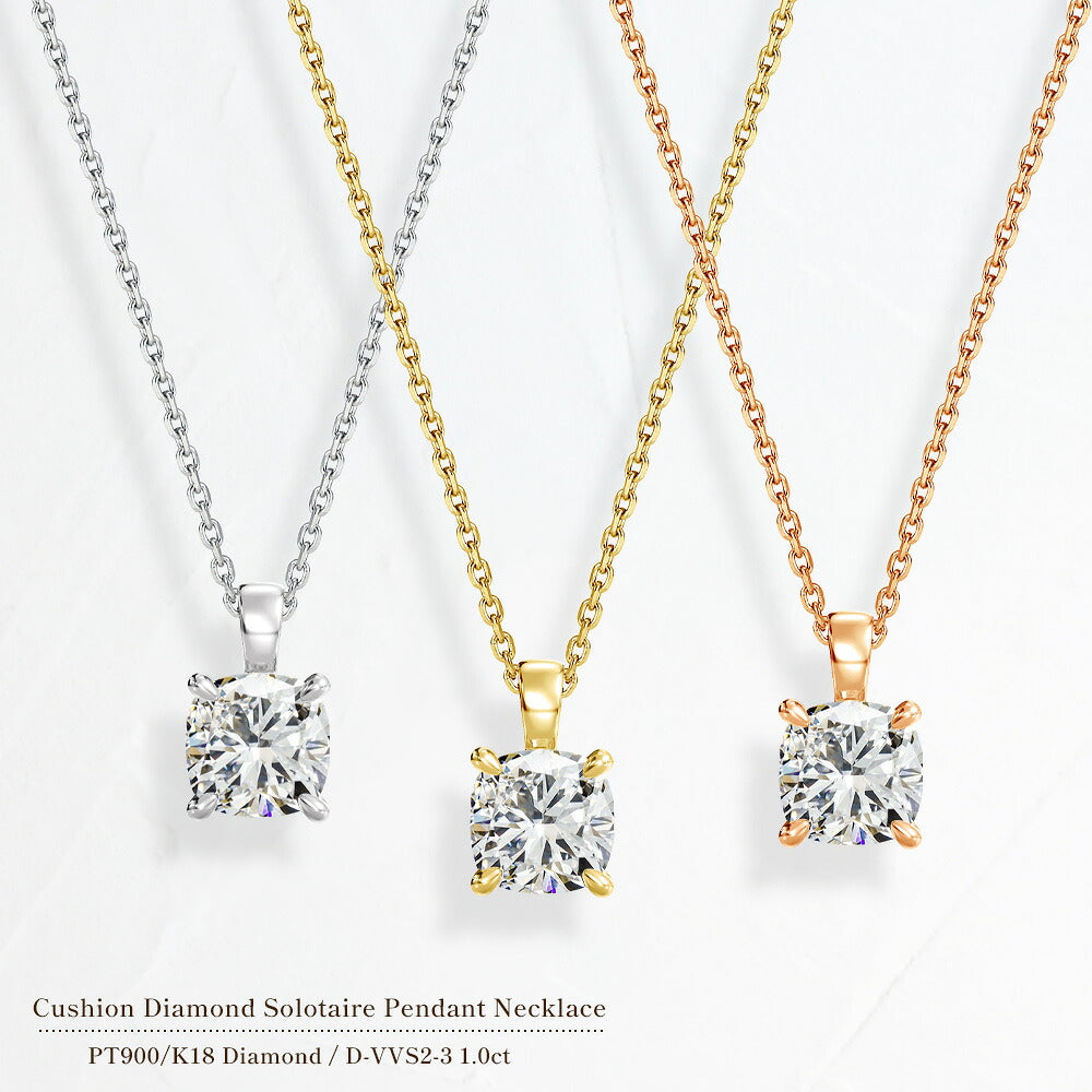 1ct クッションカット ラボグロウンダイヤモンド 一粒ネックレス 商品画像 2