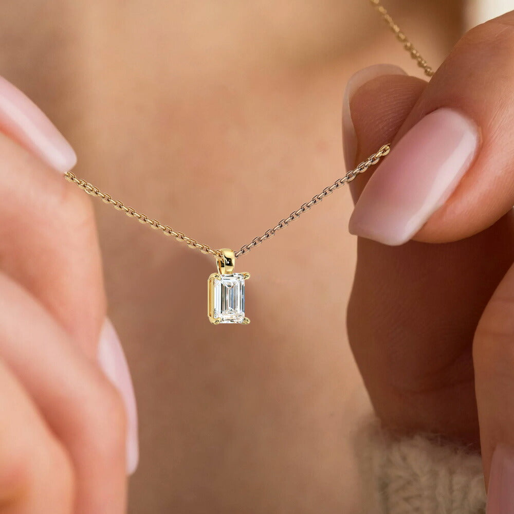 1ct エメラルドカット ラボグロウンダイヤモンド 一粒ネックレス 商品画像 4