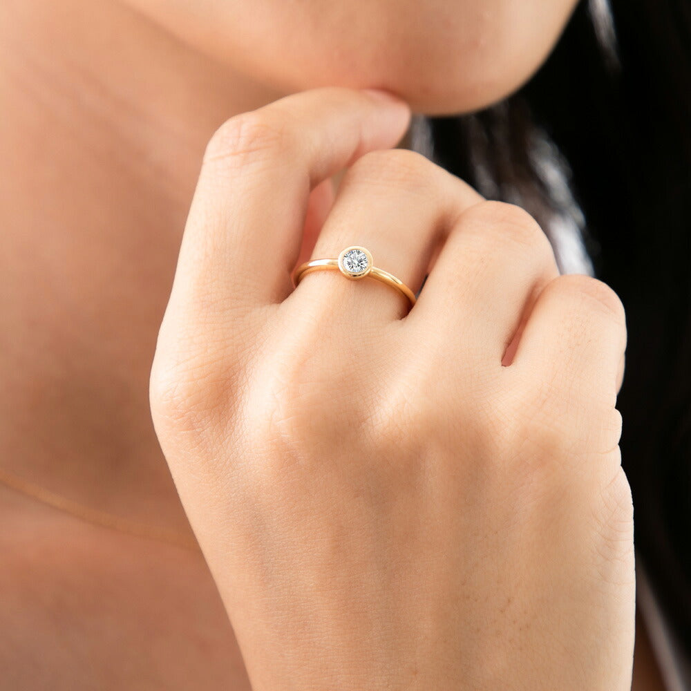 0.3ct ラボグロウンダイヤモンド 覆輪留め一粒リング 商品画像 9