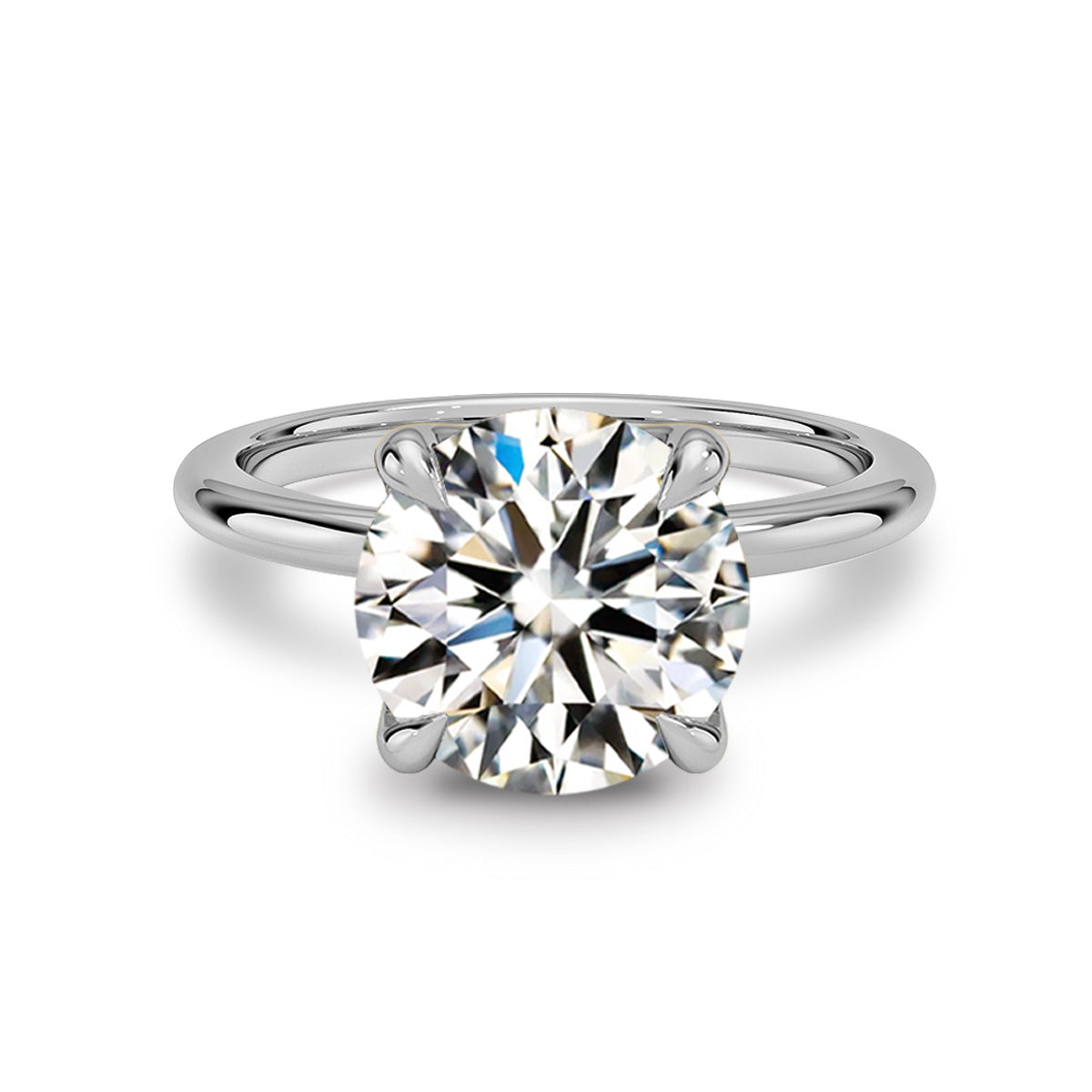 Fleurlue 3ct ラウンド4本爪リング 白背景の商品画像