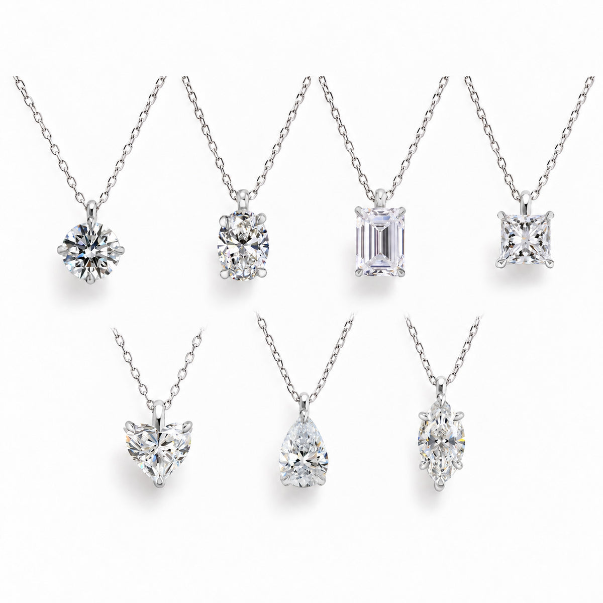 Pt900/K18YG 約0.3ct ラボグロウンダイヤモンド 一粒ネックレス|選べる7シェイプ