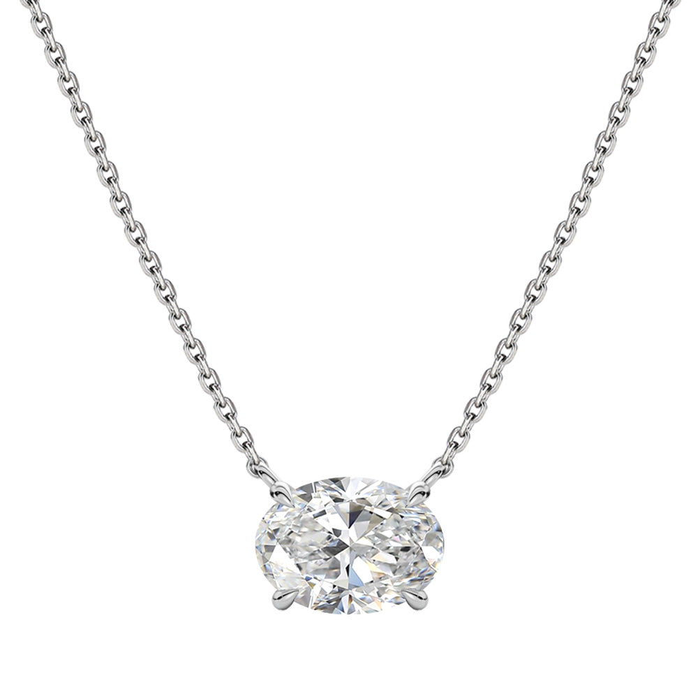 Pt900/K18 1ct Oval Lab-Grown Diamond Double-Bail Necklace