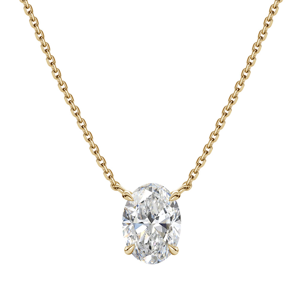 Pt900/K18 1ct Oval Lab-Grown Diamond Double-Bail Necklace