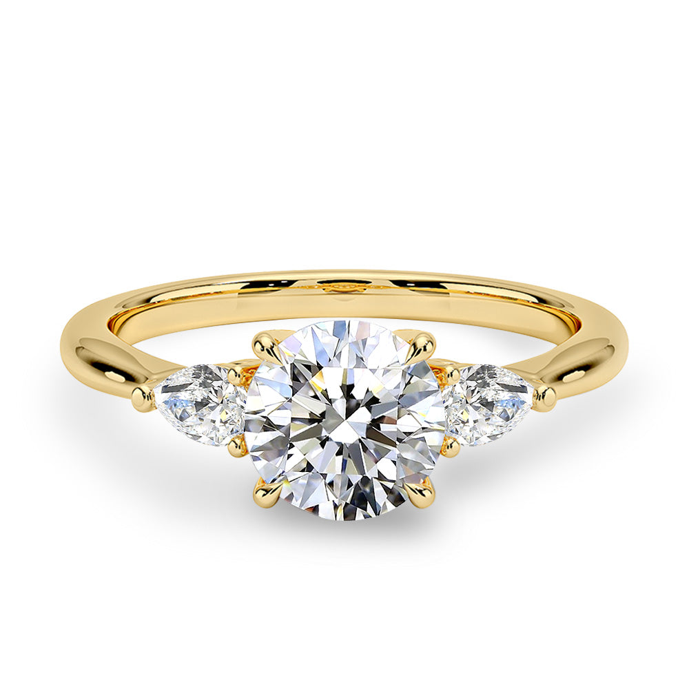 ラボグロウンダイヤモンド スリーストーンリング|ラウンド&ペアシェイプ 計1.5ct