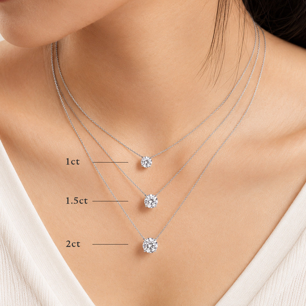 1ct, 1.5ct, 2ct Lab-Grown Diamond 4-Prong Pendant Necklace