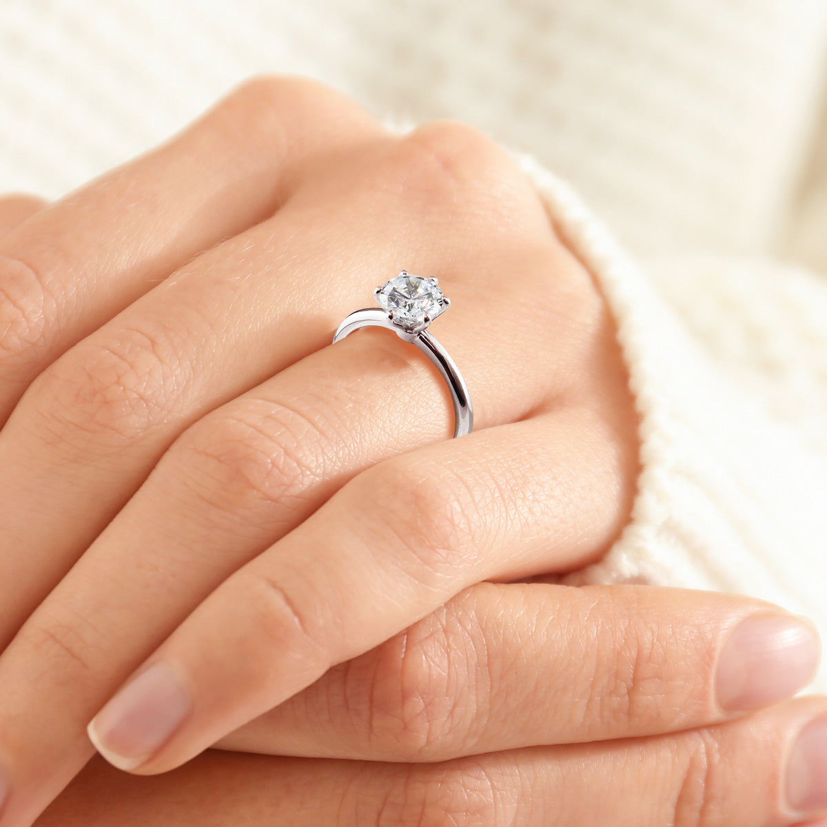 Pt900/K18 1.25ct ラボグロウンダイヤモンド 6本爪 ソリティアリング
