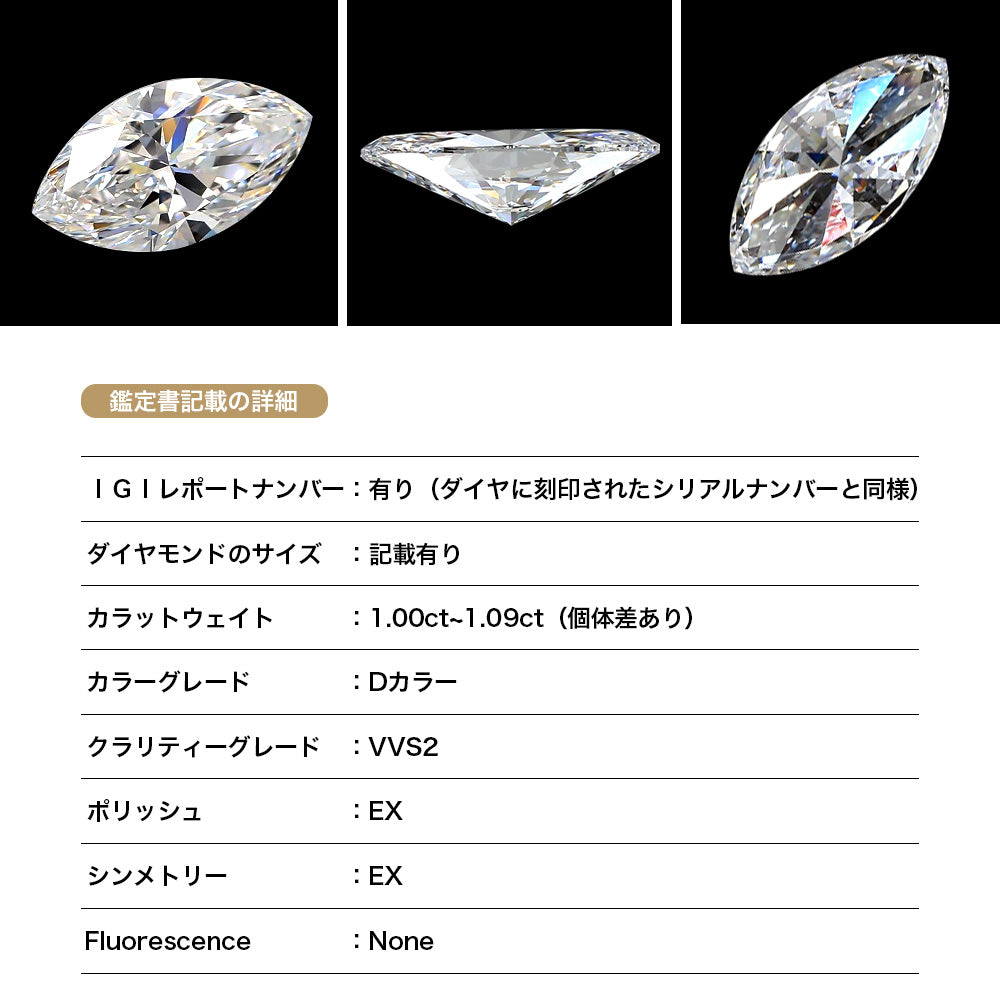 1ct マーキスカット 仕様・サイズ