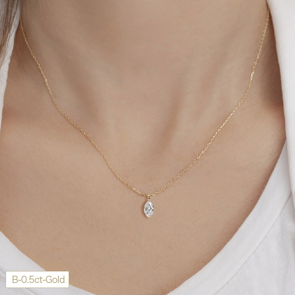 0.5ct・1ct マーキスカット ラボグロウンダイヤモンド 一粒ネックレス