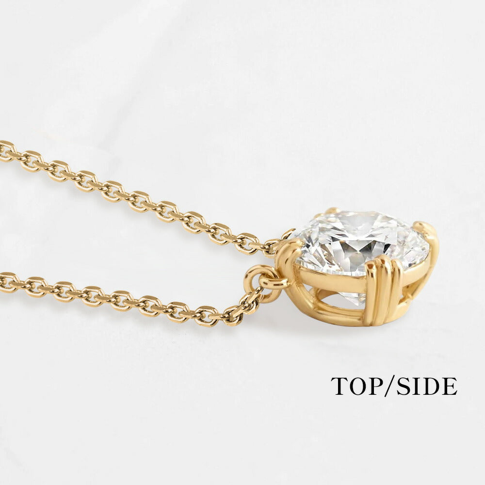 Pt900/K18 モアサナイト トリプル爪 両吊りネックレス|0.5ct・1ct 商品詳細・サイズ
