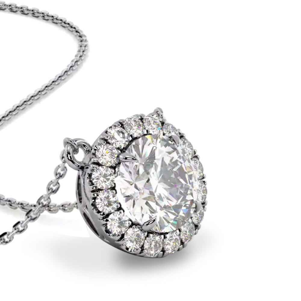 Pt900/K18 モアサナイト ヘイローネックレス|計0.63ct・1.15ct 商品詳細・サイズ