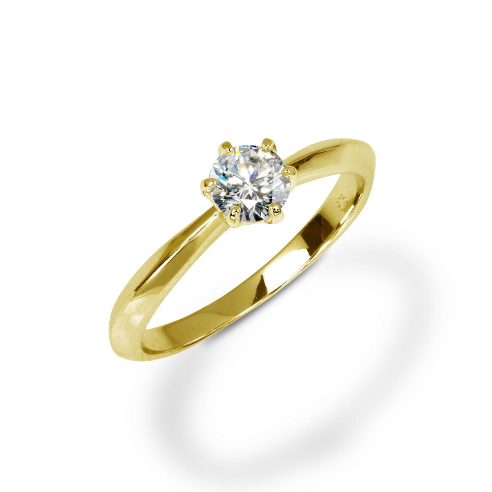 モアサナイト 0.3ct 6本爪 ソリティアリング|SV925・プラチナ/K18仕上 白背景の商品画像