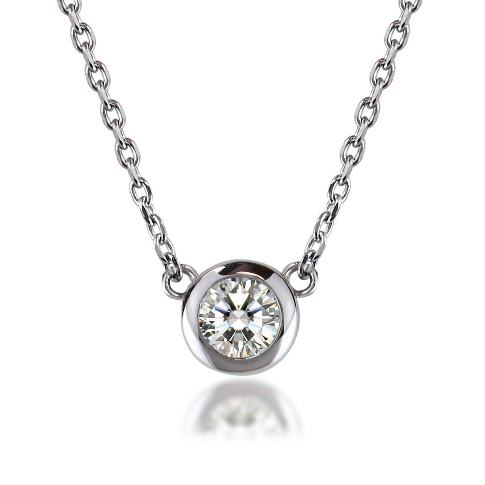 Pt900 モアサナイト ベゼルネックレス|0.3ct・0.5ct・1ct 白背景の商品画像