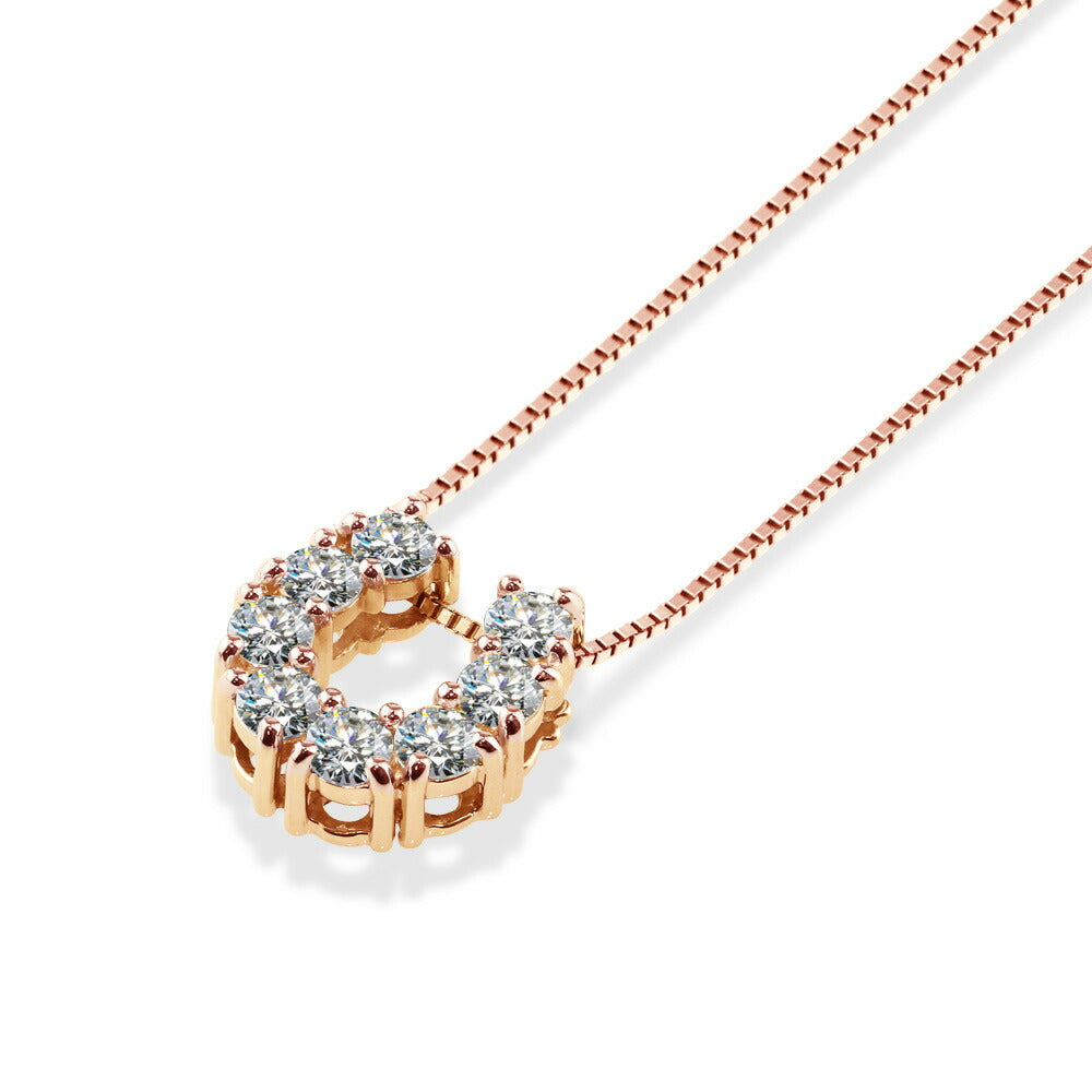 Pt900/K18 モアサナイト 馬蹄ネックレス|計1ct 白背景の商品画像