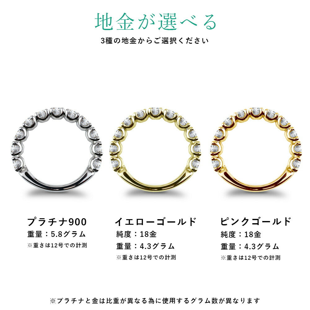 Pt900/K18 1.32ct モアサナイト 3/4エタニティリング 商品詳細・サイズ
