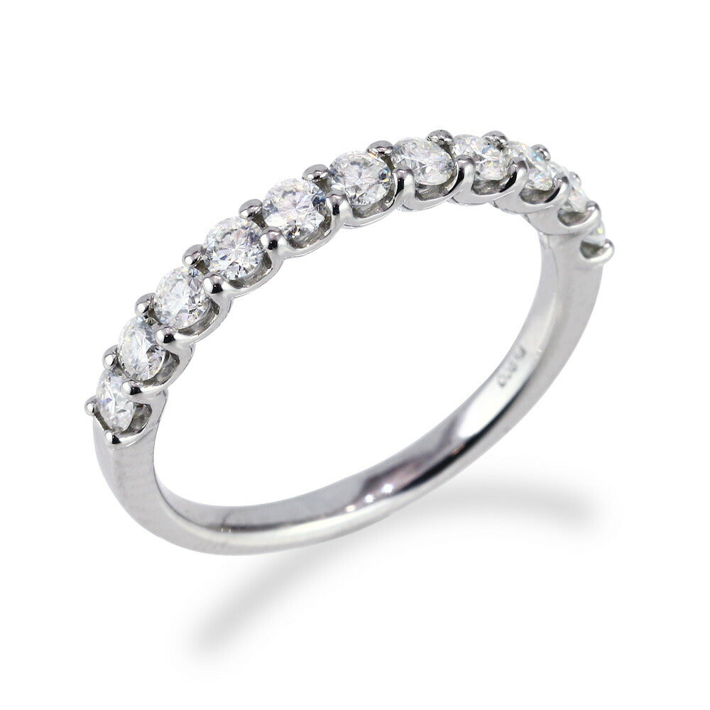 Pt900/K18 0.5ct モアサナイト ハーフエタニティリング 白背景の商品画像