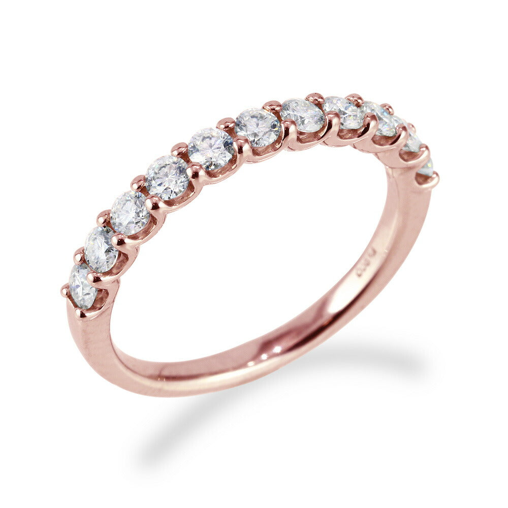 Pt900/K18 0.5ct モアサナイト ハーフエタニティリング 白背景の商品画像
