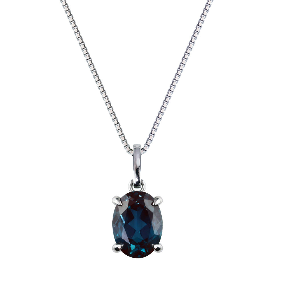 1.5ct オーバル ラボグロウンアレキサンドライト 一粒ネックレス Pt900/K18YG