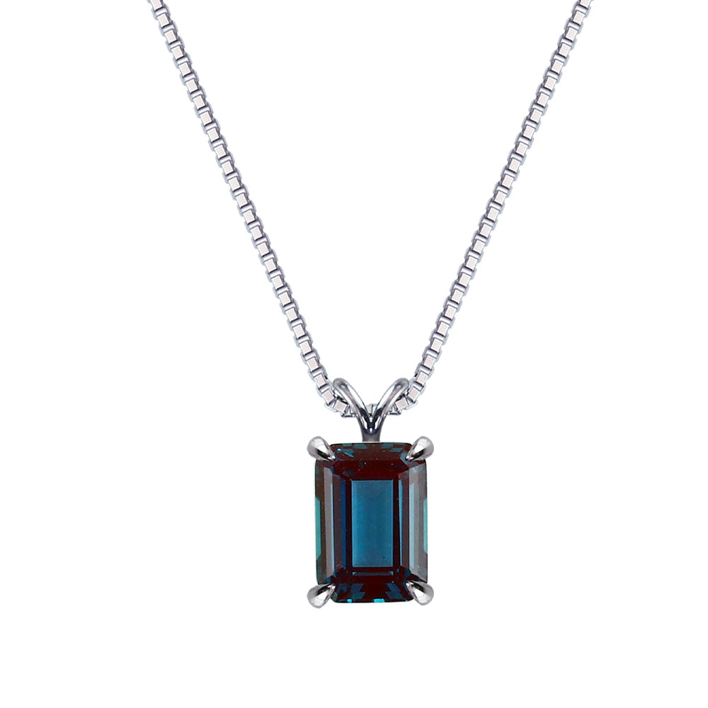 NOP011AX 1.256ct エメラルドカット ラボグロウンアレキサンドライト ネックレス プラチナ 白背景・地金確認用