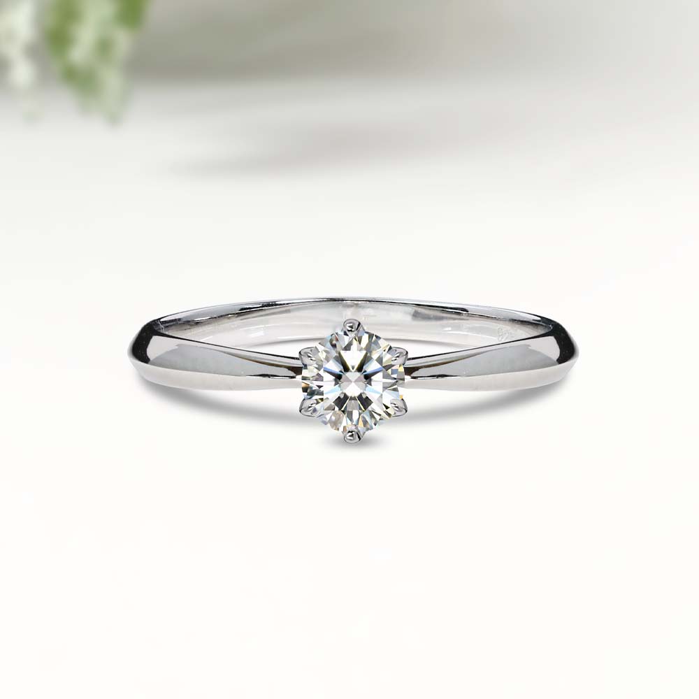 モアサナイト 0.3ct 6本爪 ソリティアリング|SV925・プラチナ/K18仕上