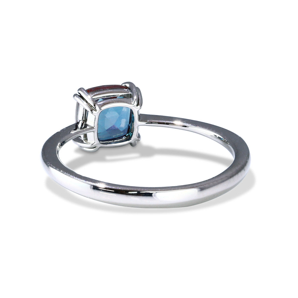 約1.2ct ラボグロウン・アレキサンドライト クッションカット リング Pt900/K18YG