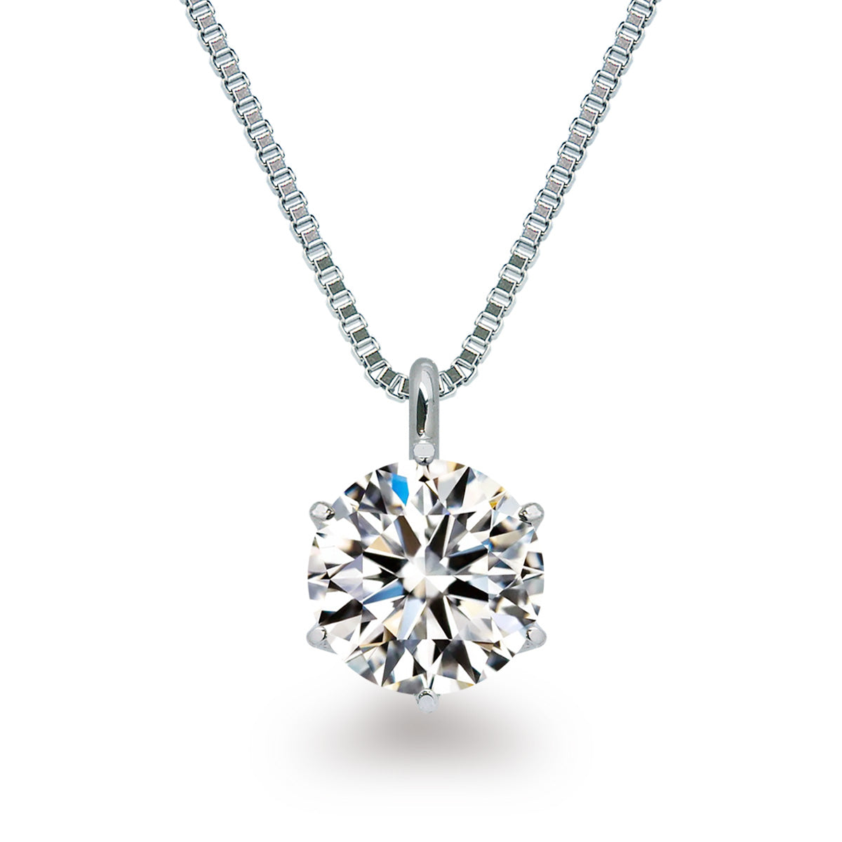 Pt900 1.5ct ラボグロウンダイヤモンド ラウンド6本爪ネックレス