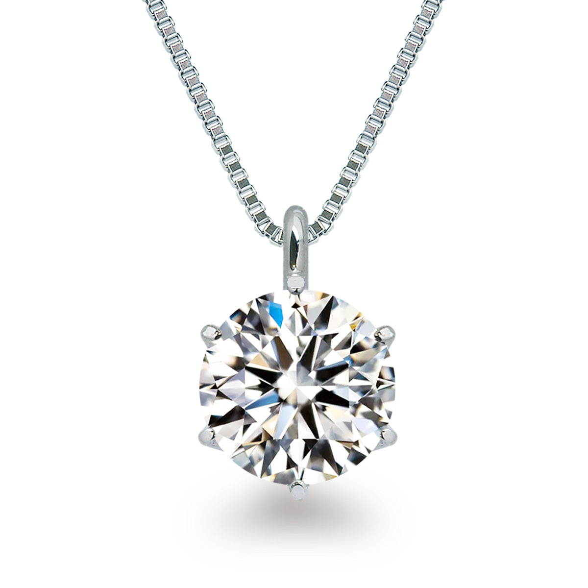 Pt900 2.0ct ラボグロウンダイヤモンド ラウンド6本爪ネックレス