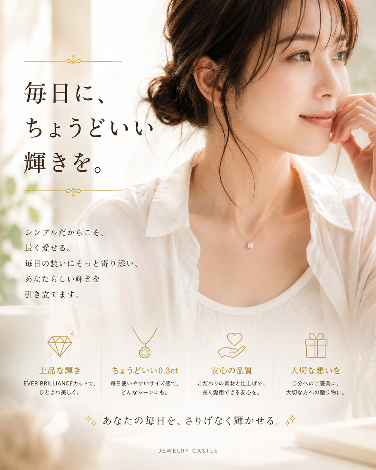 SV925 6本爪 CZ一粒ネックレス|ダイヤ換算0.3ct相当
