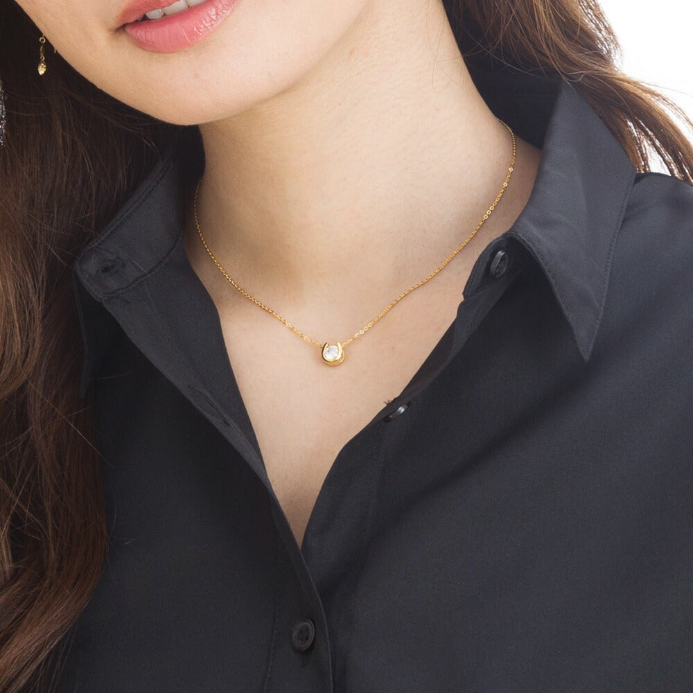 TF6363N 馬蹄CZネックレス 着用イメージ