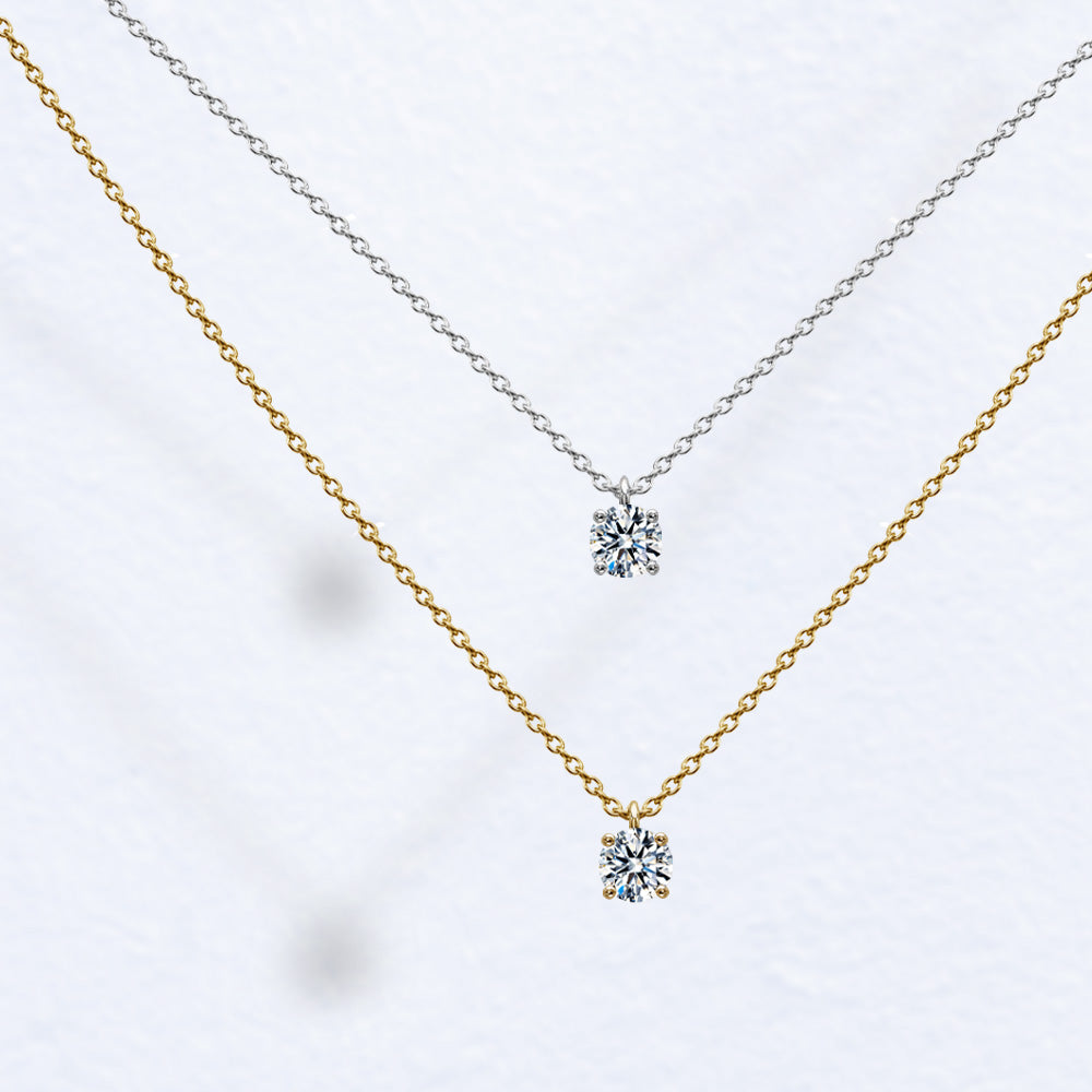 SV925 4本爪 CZ一粒ネックレス|0.5ct・1ct相当