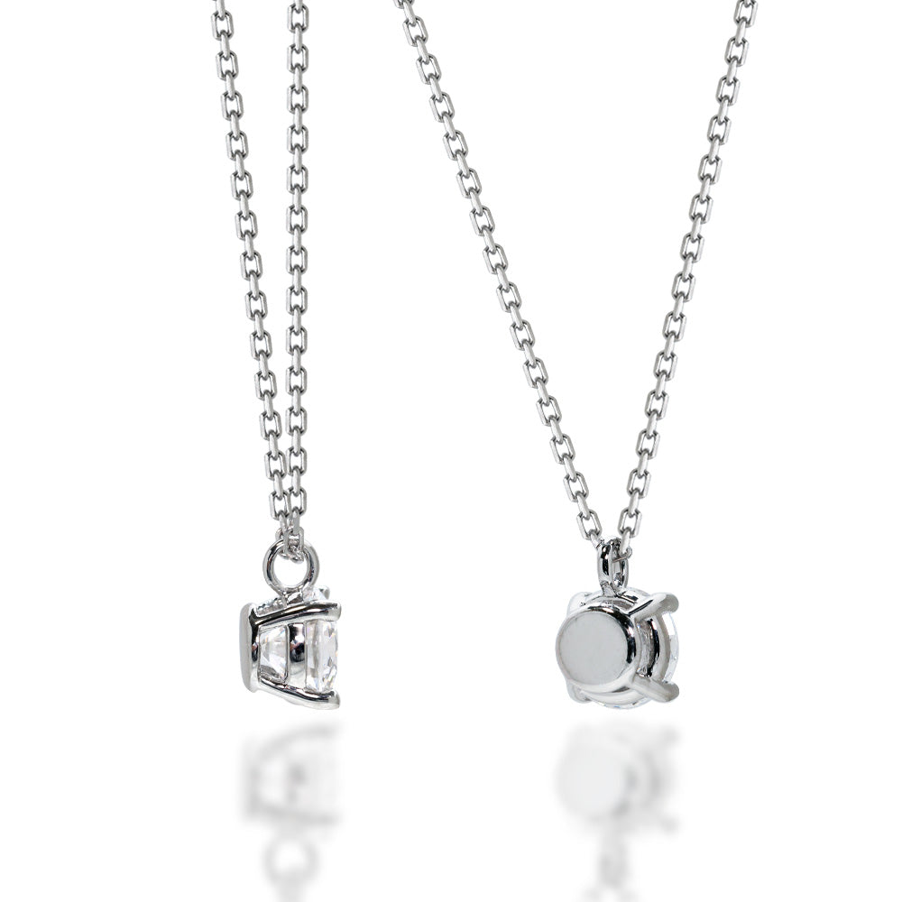 SV925 4本爪 CZ一粒ネックレス|0.5ct・1ct相当