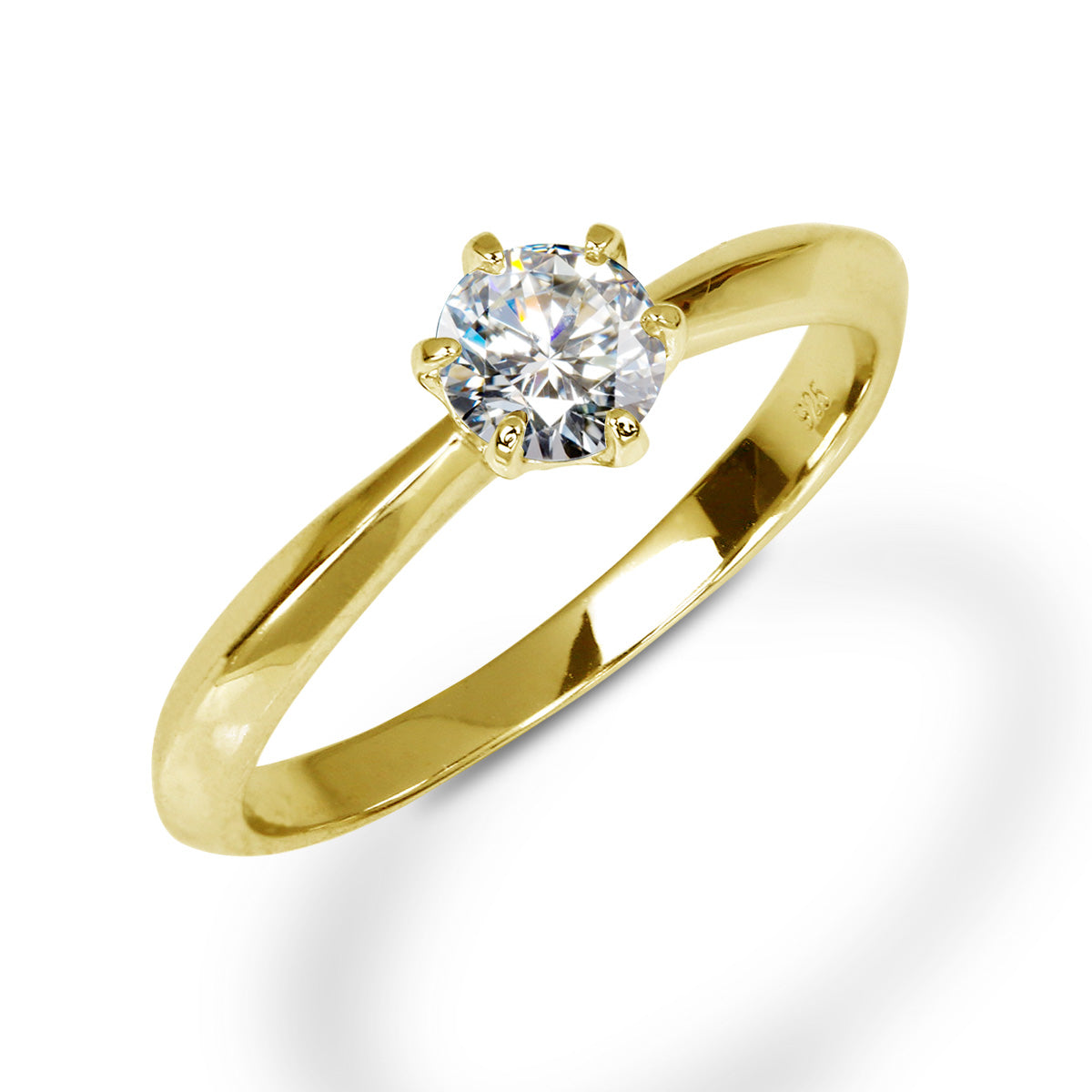 0.3ct Moissanite Six-Prong Solitaire Ring | SV925, Platinum/18K Gold Finish