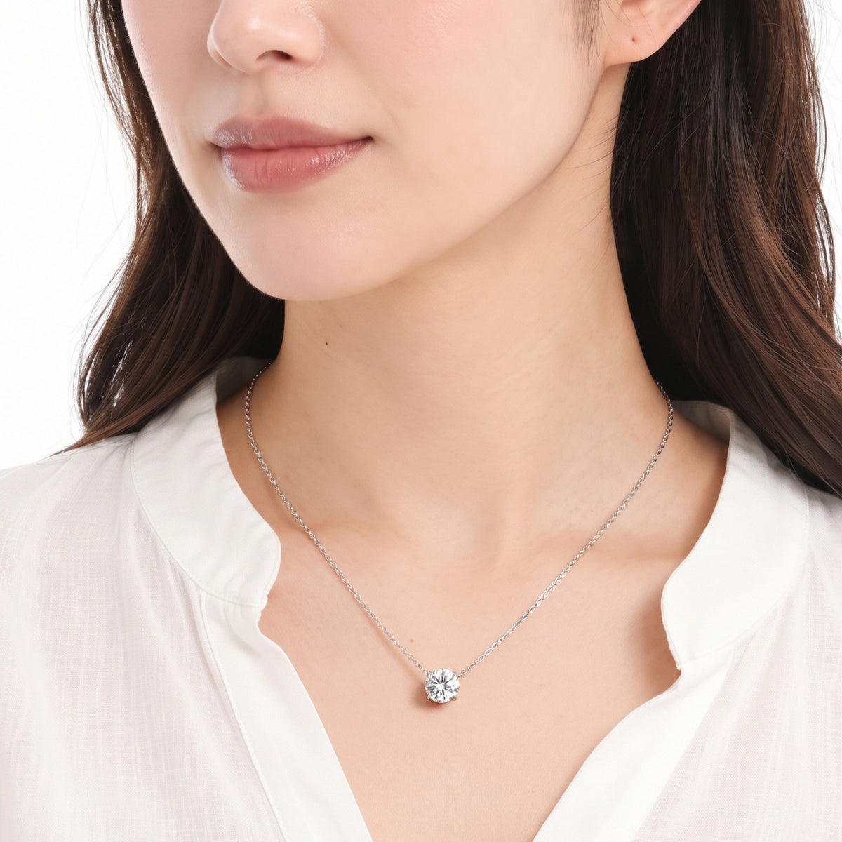 SV925 両吊り CZ一粒ネックレス｜ダイヤ換算0.3ct・0.5ct・1ct相当