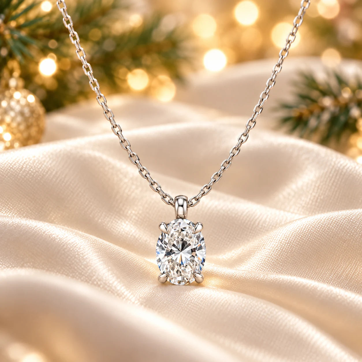SV925 オーバルダイヤネックレスのクリスマスイメージ
