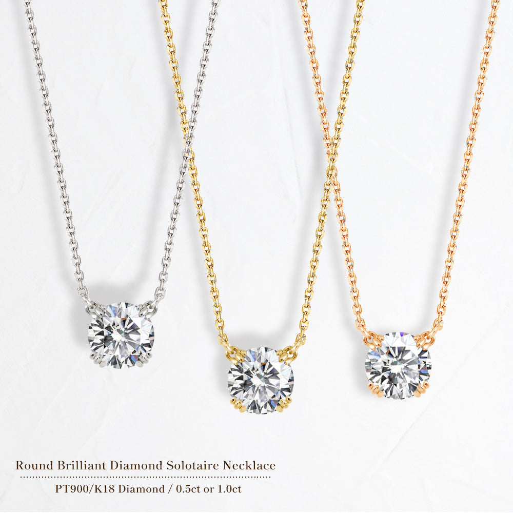 ラボグロウンダイヤモンド 両吊りネックレス｜トリプル爪 0.5ct・1ct