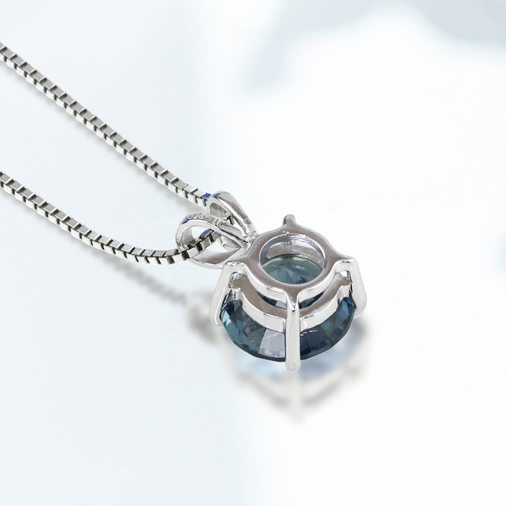 約2.5ct ラボグロウン・アレキサンドライト ラウンド 一粒ネックレス Pt900／K18YG