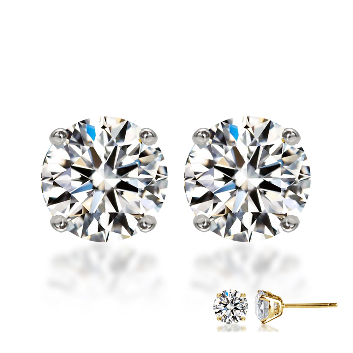 ラボグロウンダイヤモンド 4本爪 一粒ピアス（両耳・計0.6ct／1ct／2ct）