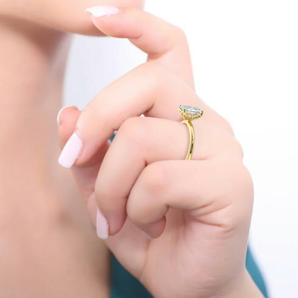 1ct エメラルドカット ラボグロウンダイヤモンド ソリティアリング