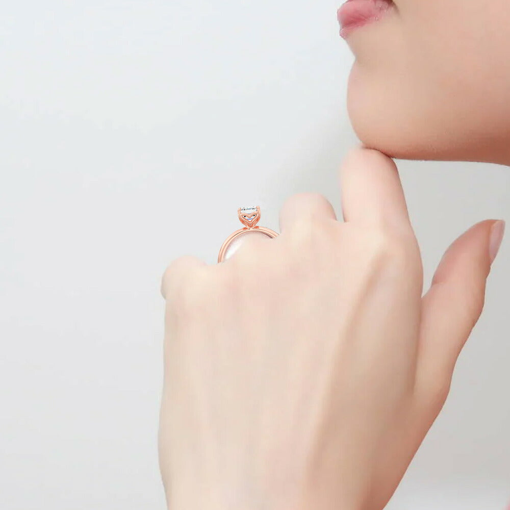 1ct エメラルドカット ラボグロウンダイヤモンド ソリティアリング