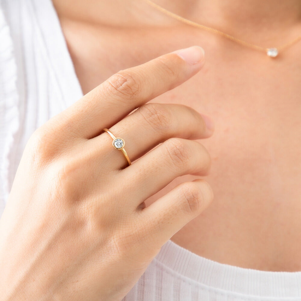 0.3ct ラボグロウンダイヤモンド 覆輪留め一粒リング 商品画像 11