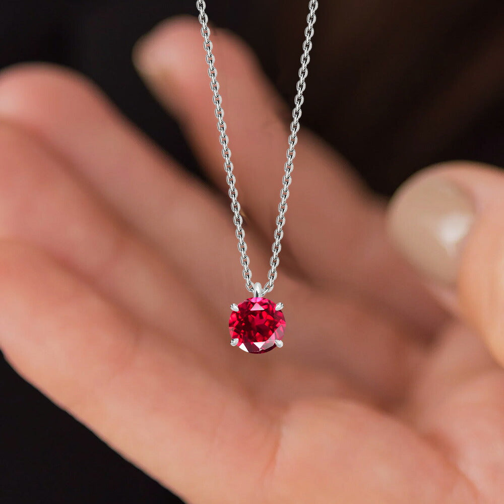 1ct ラボグロウン・ルビー 4本爪ネックレス 商品ディテール
