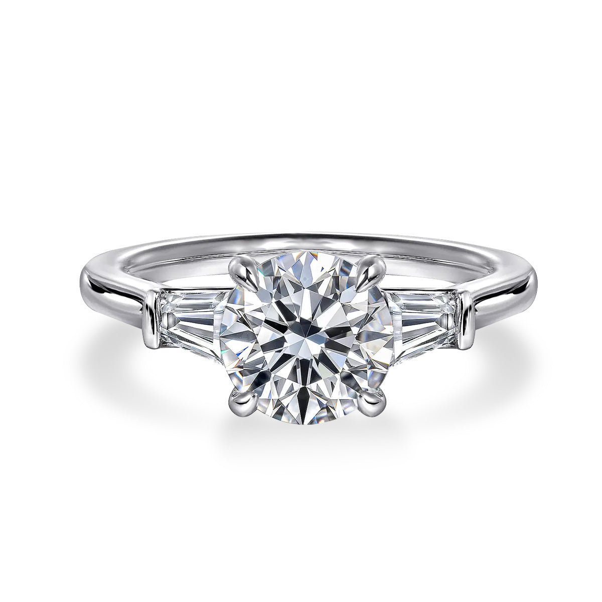 Pt900／K18 計1.5ct ラボグロウンダイヤモンド 3ストーンリング 白背景の商品画像