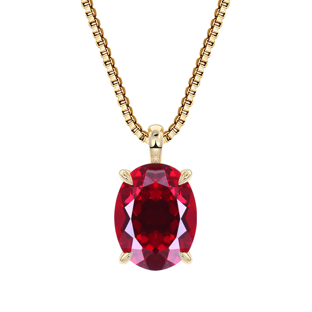 1.25ct+ (varies by piece) Lab-Grown Ruby Oval Solitaire Necklace, Pt900/K18YG