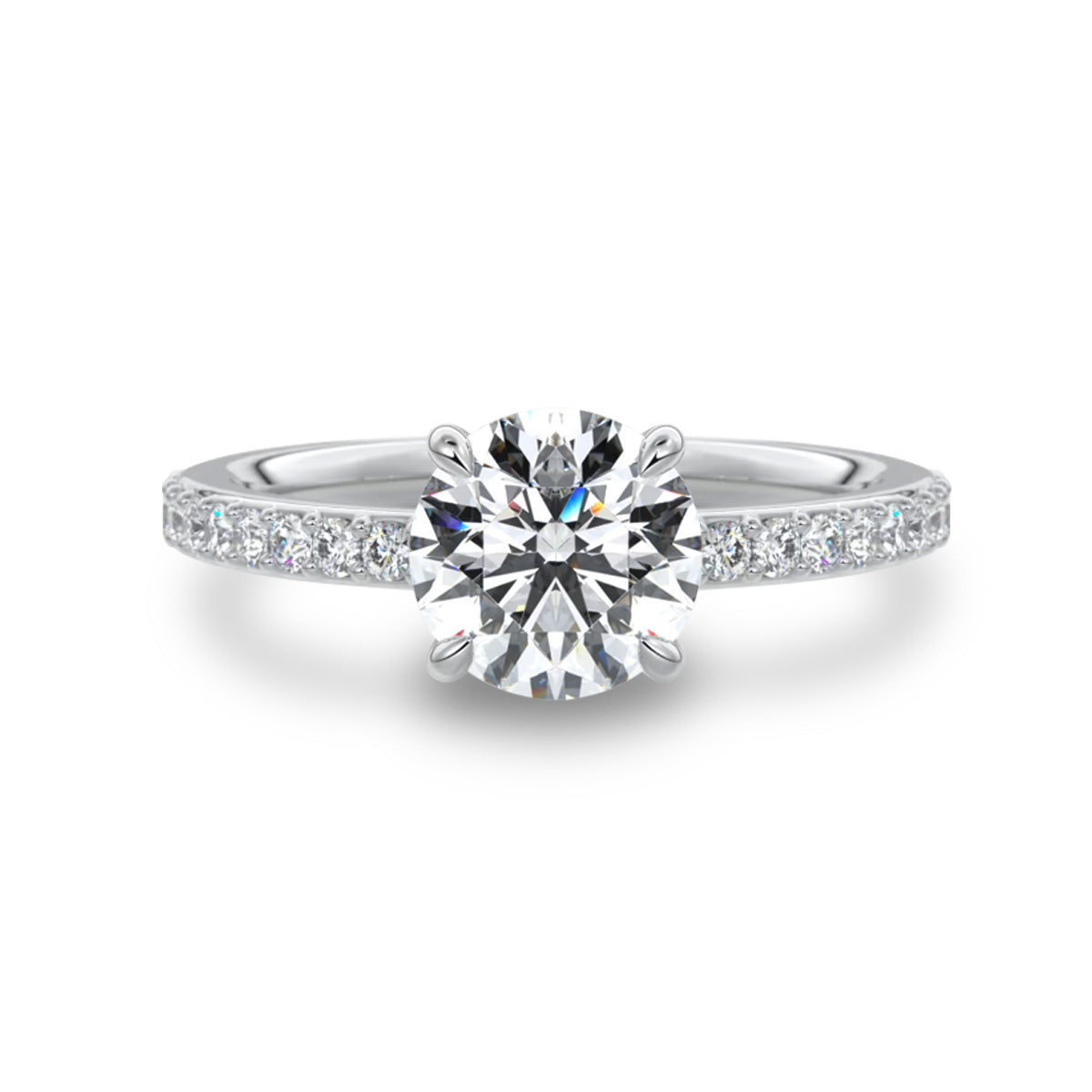 Pt900／K18 計1.5ct ラボグロウンダイヤモンド 4本爪パヴェリング 白背景の商品画像