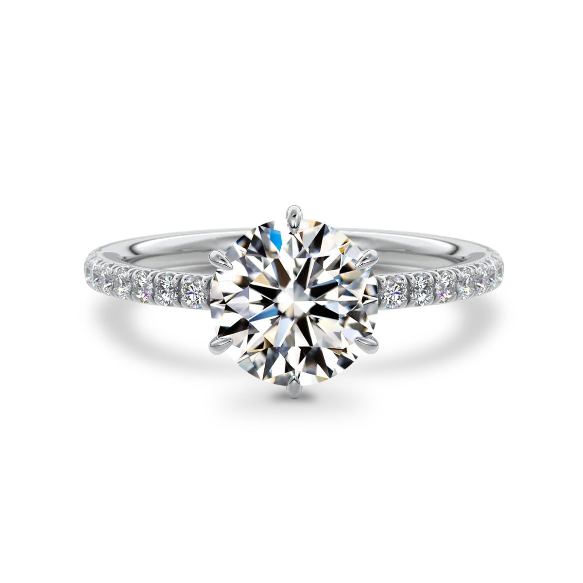 Pt900／K18 計1.5ct ラボグロウンダイヤモンド 6本爪パヴェリング 白背景の商品画像